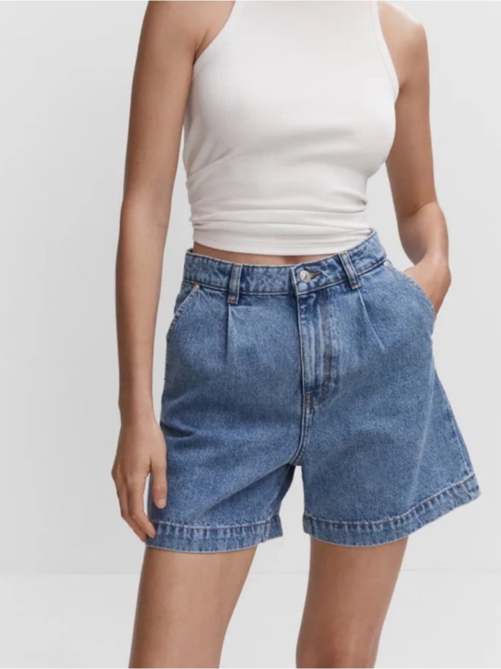 Mango Regina High-Rise Denim Shorts